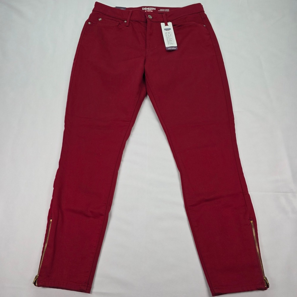 Denizen Levi's Womens Red High-Rise Ankle Skinny Essential Stretch Jeans 14 New